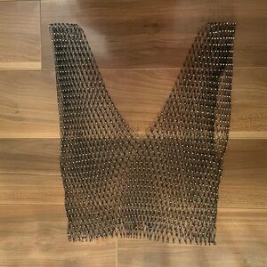 Sheer Black Beaded Mesh Top / Statement Overlay